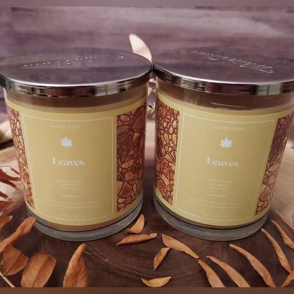 Bath & Body Works Leaves Candle White Barn Leaves Candle B&BW Glass Jar with Lid - Picture 4 of 5